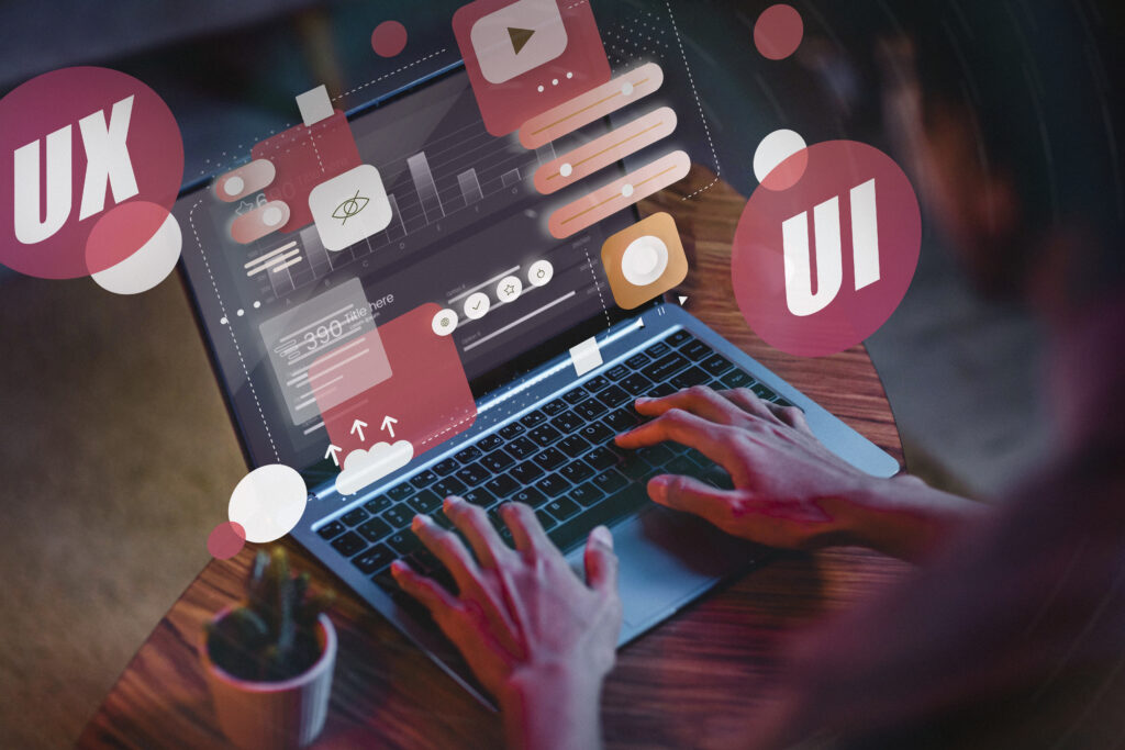 website redesign illustration showing before-and-after homepage layout